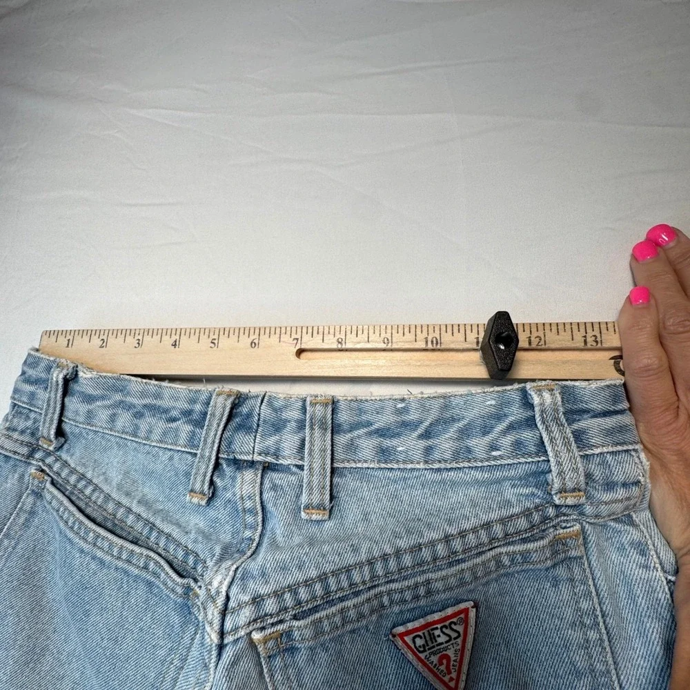 Vtg 90s Georges Marciano Guess Jeans Ankle Zip High Waist Distressed 31 Fits 27